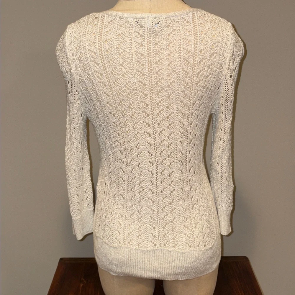 White House Black Market Crochet V-Neck Sweater Size XS - Picture 5 of 11